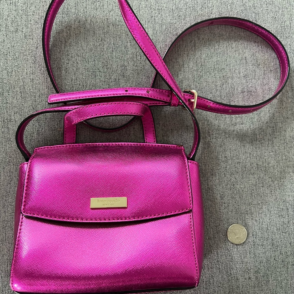 NWOT Hot Metallic Pink Kate Spade Crossbody Purse